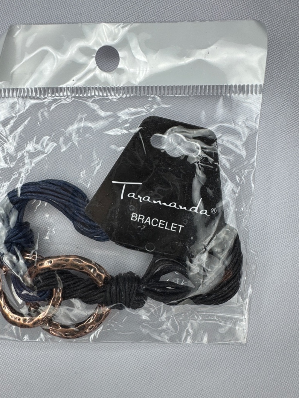 Taramanda Rope Bracelet Navy Cord Rose Gold Tone Rings Nautical
